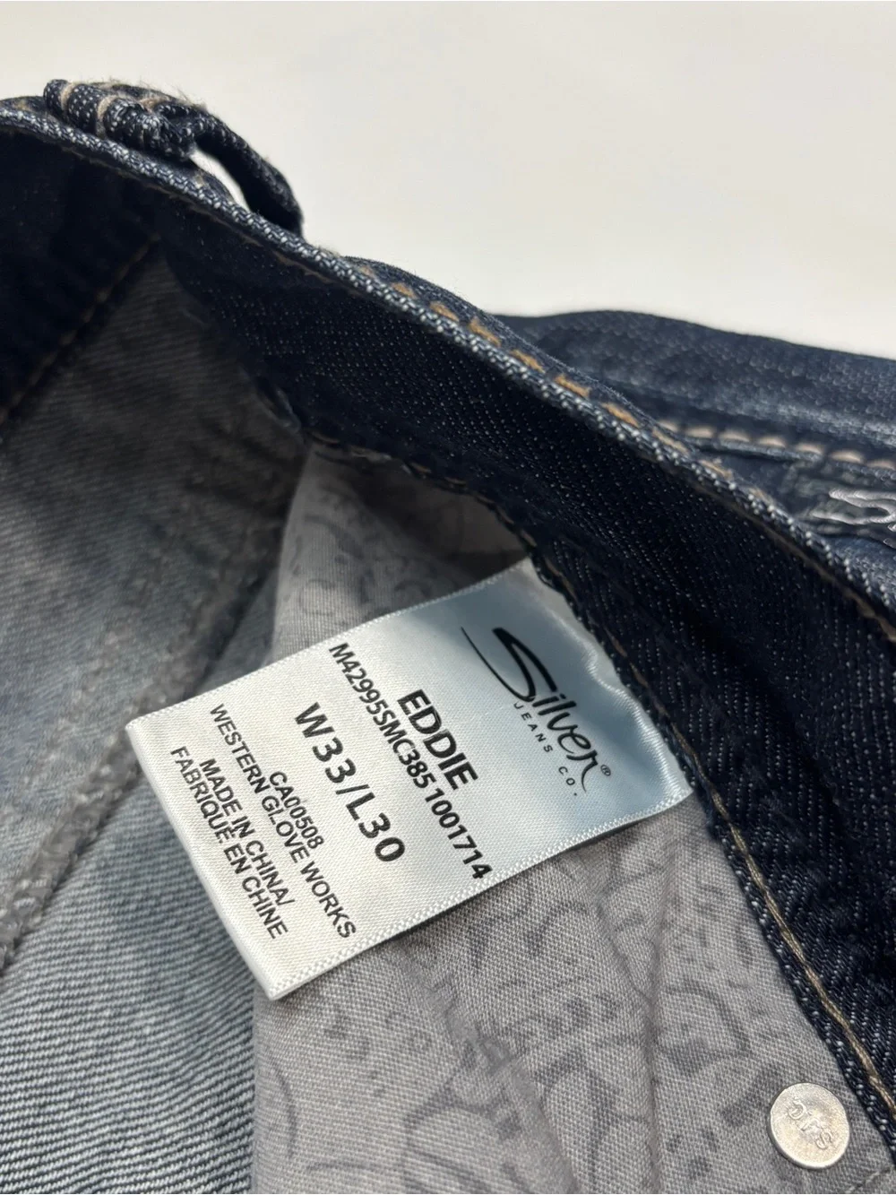 Silver Jeans Mens 33x30 Blue Denim Pants Eddie Thick Stitch Casual